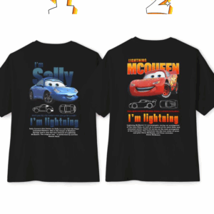 Mcqueen and Sally Couple Oversized T-shirt, Cars Matching Sweater, Im Lightning Sally Cars Oversized Tee