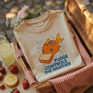 Pudge Controls The Weather Fish Embroidered Shirt