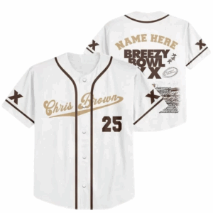 Custom Chris Breezy Bowl XX Tour 2025 White Baseball Jersey