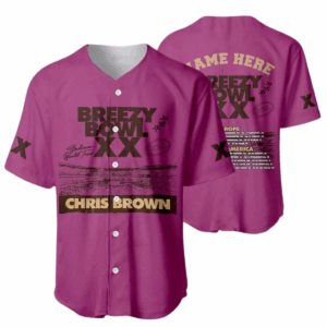 Custom Name Chris Brown Breezy Tour 2025 Pink Football Jersey