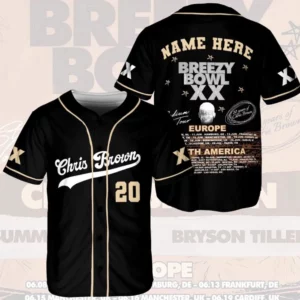 Custom Name Chris Brown Breezy Bowl XX 2025 Tour Baseball Jersey