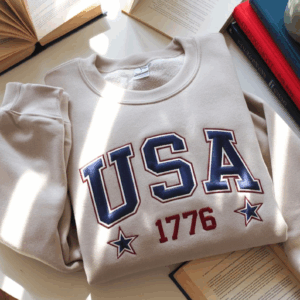 Embroidered Patriotic Day Sweatshirt, America Sweatshirt, USA Since 1776 Hoodie