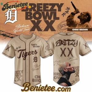 All Team MLB Detroit Tigers x Chris Brown Breezy Bowl XX World Tour 2025 Jersey Editions Limited, Custom Baseball Jersey, Breezy Bowl XX Stadium World Tour Baseball Jersey
