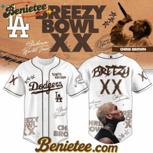 All Team MLB Los Angeles Dodgers x Chris Brown Breezy Bowl XX World Tour 2025 Jersey Editions Limited, Custom Baseball Jersey, Breezy Bowl XX Stadium World Tour Baseball Jersey