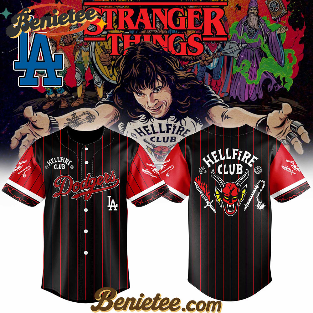 All Team MLB Los Angeles Dodgers x Hellfire Club Redline Pinstripe Stranger Things Baseball Jersey All Team MLB Los Angeles Dodgers x Hellfire Club Redline Pinstripe Stranger Things Baseball Jersey