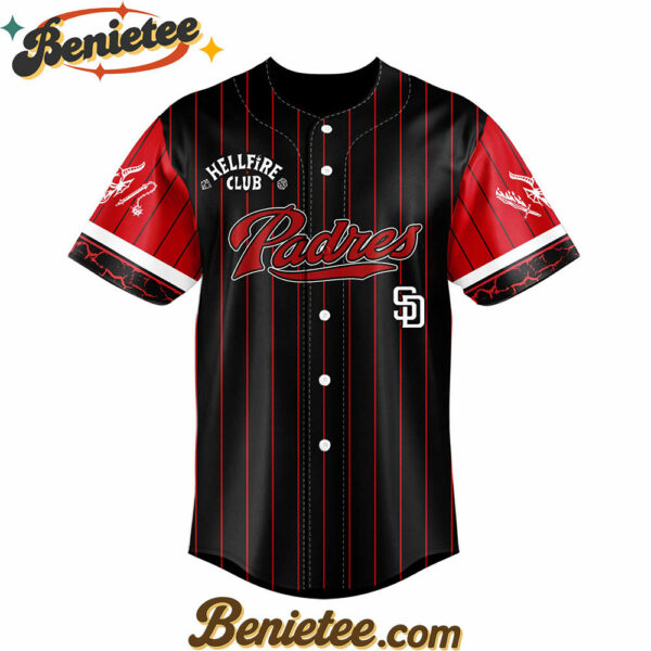 All Team MLB San Diego Padres x Hellfire Club Redline Pinstripe Stranger Things Baseball Jersey