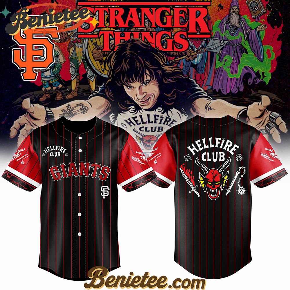 All Team MLB San Francisco Giants x Hellfire Club Redline Pinstripe Stranger Things Baseball Jersey All Team MLB San Francisco Giants x Hellfire Club Redline Pinstripe Stranger Things Baseball Jersey