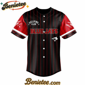 All Team MLB Toronto Blue Jays x Hellfire Club Redline Pinstripe Stranger Things Baseball Jersey