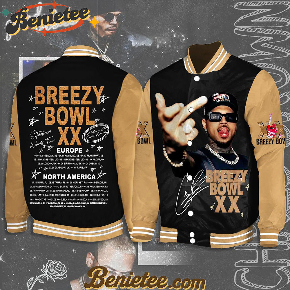 Breezy Bowl XX Tour Shoulder Brown Bomber Jacket, Personalized Chris Brown Tour Jacket, Chris Brown Breezy Bowl Bomber Jacket, Breezy Bowl XX 2025 Bomber Jacket Breezy Bowl XX Tour Shoulder Brown Bomber Jacket, Personalized Chris Brown Tour Jacket, Chris Brown Breezy Bowl Bomber Jacket, Breezy Bowl XX 2025 Bomber Jacket