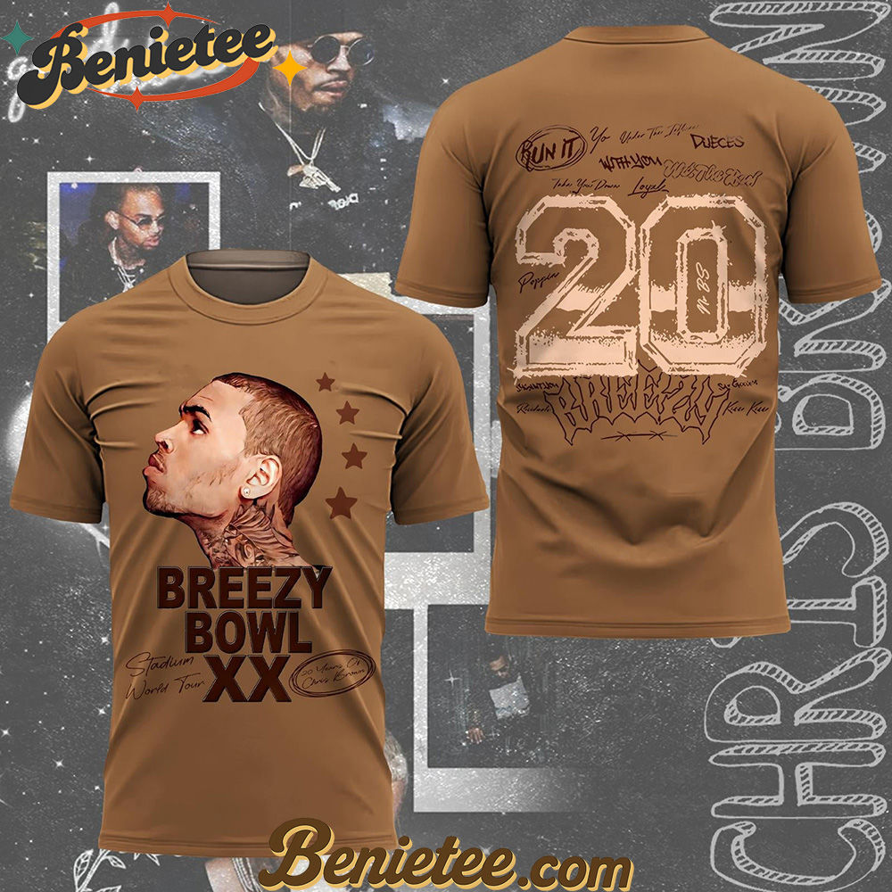 Chris Brown Breezy Bowl XX Tour Crew Neck T-shirt Chris Brown Breezy Bowl XX Tour Crew Neck T-shirt