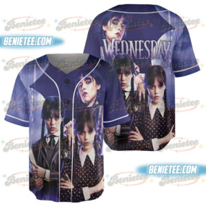 Wednesday Addams Unisex 3d Pattern Printed Baseball Jersey Casual Graphics Tees X-Large