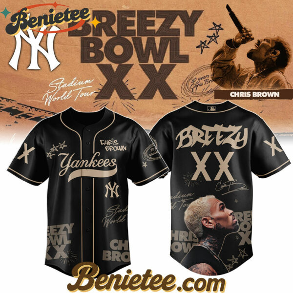 MLB x Chris Brown Breezy Bowl XX World Tour 2025 Jersey Editions Limited Black, Custom Baseball Jersey, Breezy Bowl XX Stadium World Tour Baseball Jersey