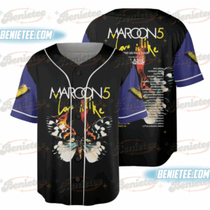 Vintage Maroon 5 Baseball Jersey, Maroon 5 M5LV Residency Tour Baseball Jersey
