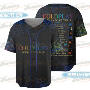 Coldplay Music Spheres Tour Baseball Jersey, Unisex Moonlight Graphic Jersey, Concert Merch Fan Gift, Band Tour Apparel