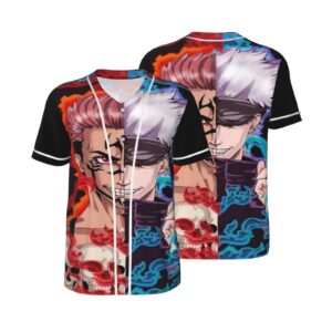 Jujutsu Kaisen Baseball Jerseys Shirts Baseball Button Down Shirt for Men Women Adult