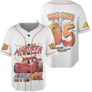 Personalized Retro Lightning McQueen Halloween Jersey, Halloween Jersey, Cars Jersey, Cars Land Halloween