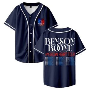 Benson Boone American Heart Tour 2025 Baseball Jersey Short Sleeve Shirts Women Men Streetwear Tops