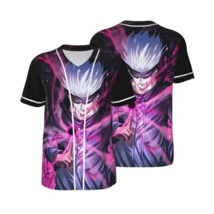 Jujutsu Kaisen Gojo Baseball Jerseys Shirts Baseball Button Down Shirt for Men Women Adult