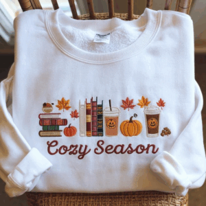 Cozy Season Embroidered Sweatshirt, Autumn  Shirt/Sweatshirt/Hoodie