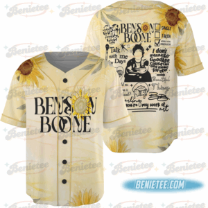 Sunflower Benson Boone 2 Side Jersey, Benson Boone Merch, Benson Boone Concert Shirt, America Heart Tour Baseball Jersey