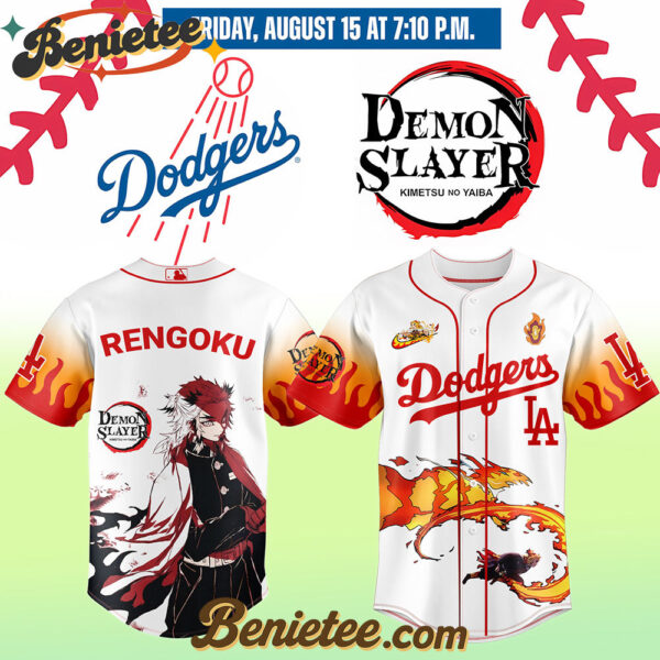 All Team MLB Los Angeles Dodgers x Demon Slayer Rengoku Kyōjurō Baseball Jersey 2025