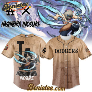 All Team MLB Los Angeles Dodgers x Demon slayer Hashibira Inosuke Baseball Jersey