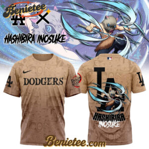 All Team MLB Los Angeles Dodgers x Demon slayer Hashibira Inosuke Tshirt