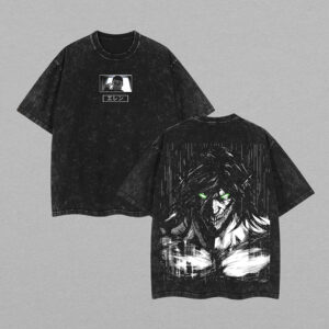 Design Retro Vintage Limited Edition Eren Yeager - Attack On Titan Tshirt, Anime Double Printed Washed Tee Unisex Oversize Anime Manga Washed Heavyweight Cotton T-shirt, Eren Yeager Fans v1