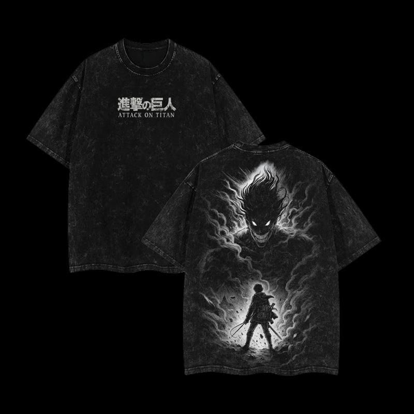 Eren Yeager Atack On Titan Tee Unisex Oversize Anime Manga Washed Heavyweight Cotton T-shirt, Gift For Anime Fan, AOT Anime Lover Eren Yeager Atack On Titan Tee Unisex Oversize Anime Manga Washed Heavyweight Cotton T-shirt, Gift For Anime Fan, AOT Anime Lover