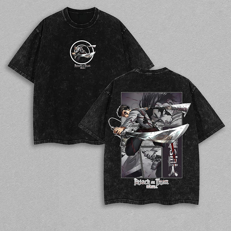 Levi Ackerman Blade Rage Tee Attack on Titan Anime Shirt Double-Sided Washed Manga Top Viral Anime Streetwear Unisex Heavyweight Otaku Tee for Him Levi Ackerman Blade Rage Tee Attack on Titan Anime Shirt Double-Sided Washed Manga Top Viral Anime Streetwear Unisex Heavyweight Otaku Tee for Him