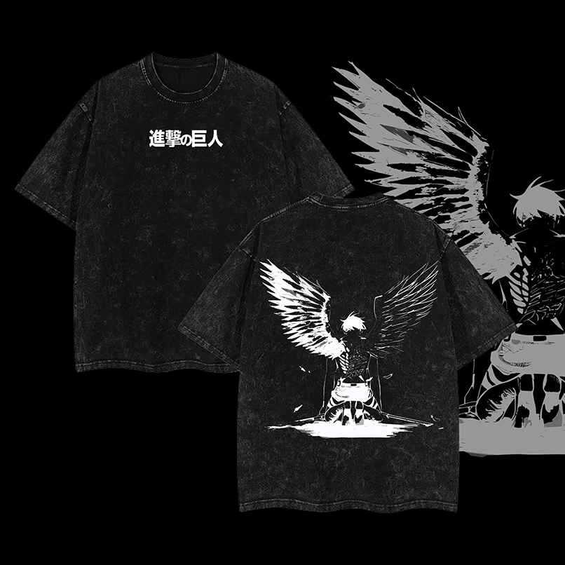 Levi Ackerman x Attack On Titan T-Shirt, Anime Double Print Wash Tee, Anime Manga, Anime Merch, Anime Fans, Graphic Tees, Clothing, Streetwear, Men Levi Ackerman x Attack On Titan T-Shirt, Anime Double Print Wash Tee, Anime Manga, Anime Merch, Anime Fans, Graphic Tees, Clothing, Streetwear, Men