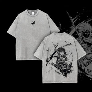 Levi Ackerman x Attack On Titan Tshirt, Anime Double Printed Vintage Oversized Washed Tee, Oversize Anime Manga, Gift For Anime Fan, Anime Lover, Anime Merch v1
