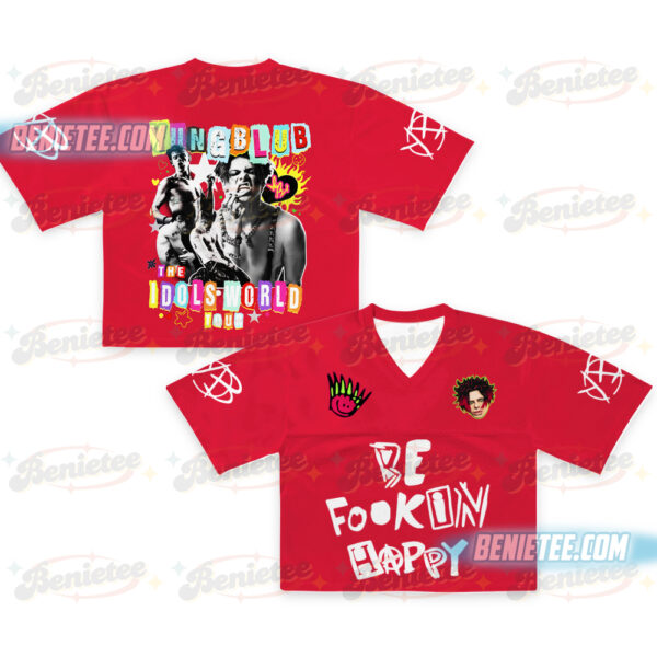 ungblud 2025 Concert Crop top Football Jersey Full Mesh, 2025 Yungblud Idols World Tour Shirt