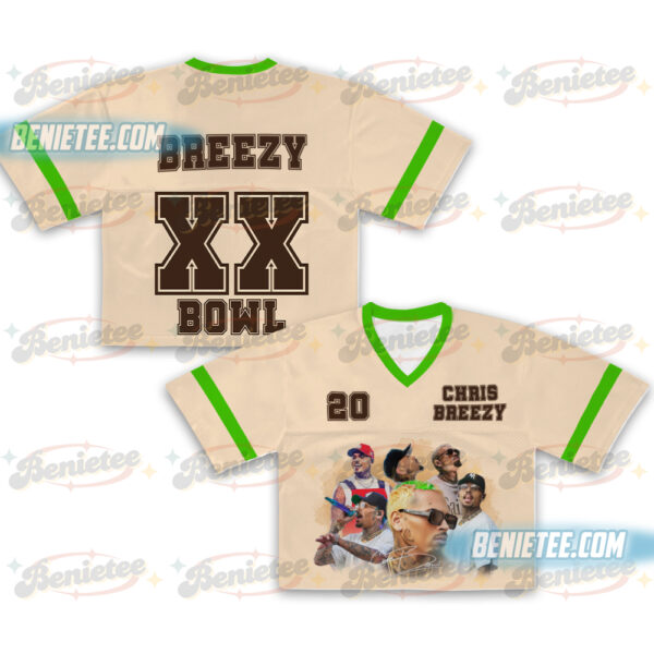 Personalized Chris Brown 2025 Crop top Football Jersey Full Mesh, Breezy Bowl XX Concert 2025