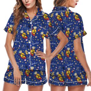 Coraline Pajamas Set Short, Halloween Coraline Pajamas, Vintage Halloween Coraline Shirt, Funny Cartoon Shirt
