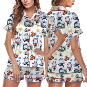 Tenna Deltarune ITS TV TIME Game Pajamas Set Short, Dtg Video game shirt