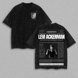 Retro Heavy Limited Attack Levi Ackerman - On Titan - AOT Anime Double Printed Vintage Washed Tee Unisex Anime Manga Cotton T-shirt, Gift For Anime Fan, Anime Lover, Manga Lover