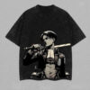 Retro Heavy Limited Levi Ackerman x Attack On Titan Anime Double Printed Vintage Washed Tee Unisex Oversize Anime Manga Washed Heavyweight Cotton T-shirt , Gift For Anime Fan Levi V2