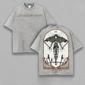 Retro Heavy Limited Levi Ackerman x Attack On Titan Ver.2 Anime Double Printed Vintage Washed Tee Unisex Oversize Anime Manga Washed Heavyweight Cotton T-shirt , Gift For Anime Fan Levi