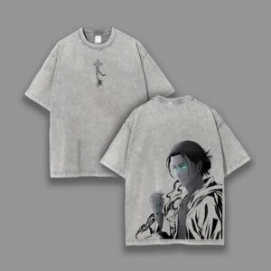 Retro Vintage Limited Eren Yeager Ver.2 - Attack on Titan Vintage Washed Oversize Anime Tee Anime Double Printed Lightweight Acid Washed Tee shirts men Menswear Top