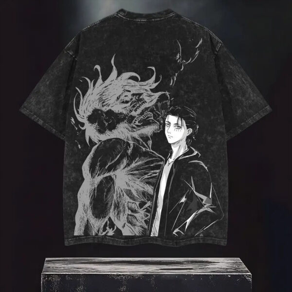 Retro Vintage Limited Eren Yeager Ver.4 Washed Tee, Attack On Titan Shirt, Heavyweight Cotton Tee, Attack on Titan Merch, Anime Lover Gift, Anime Streetwear, Manga Fans Clothing, Crewneck Style, Anime Gift