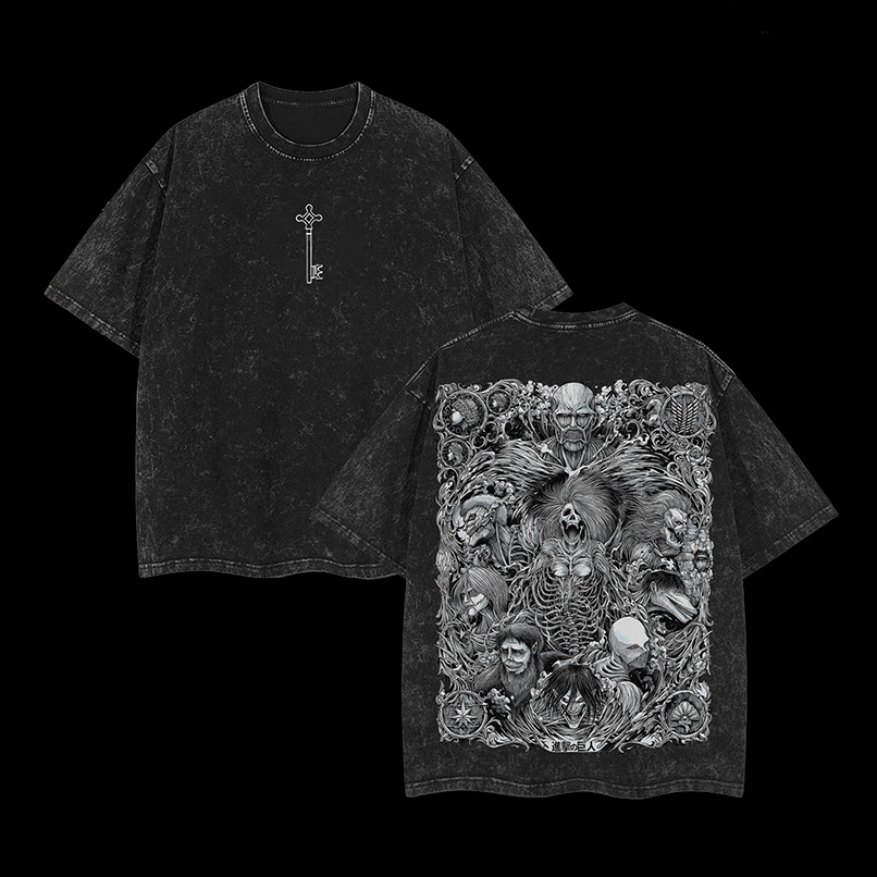 The Key Shingeki no Kyojin - Attack On Titan Anime Double Printed Washed Tee Unisex Oversize Anime Manga Washed Heavyweight Cotton T-shirt, Gift For Anime Fan, Anime Lover unisex top The Key Shingeki no Kyojin - Attack On Titan Anime Double Printed Washed Tee Unisex Oversize Anime Manga Washed Heavyweight Cotton T-shirt, Gift For Anime Fan, Anime Lover unisex top