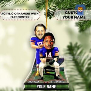 Custom Buffalo Football Christmas Ornament Josh Allen Stefon Diggs Step Brothers Bills Funny Shape Ornament