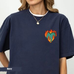 Embroidered TS12 Burning Heart Shirt, New Album 2025 Embroidered Shirt, Showgirl Embroidered Shirt, TS Merch