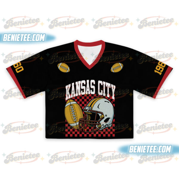 90s Style Kansas City Croptop Mesh Football, Kansas City Game Day Croptop Mesh Football (1)