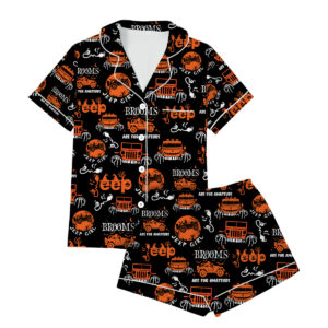 Halloween My Broom Broke So Now I Ride A Jeep Pajamas Set Short, Halloween Pajamas, Cute Spooky Season Gift