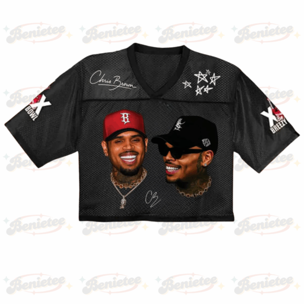 Chris Brown Stadium World Tour Croptop Mesh Football, Concert 2025 Breezy Bowl XX Croptop Mesh Football