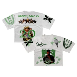 Custom Number Chris Brown World Tour Croptop Mesh Football, Concert 2025 Breezy Bowl XX Croptop Mesh Football