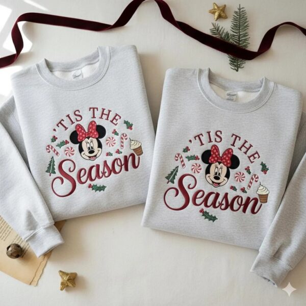 Embroidered Minnie Christmas Sweatshirt, Disney Tis the Season Sweater, Holiday Minnie Crewneck