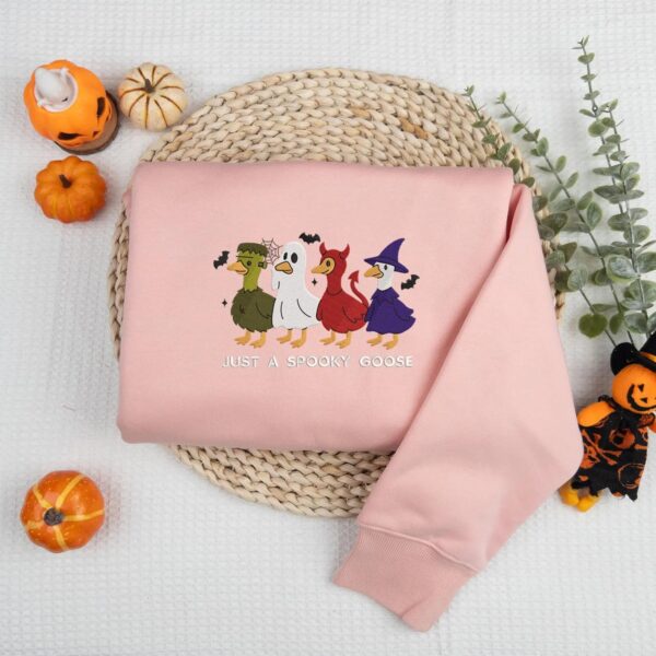 Funny Halloween Goose Embroidered Shirt, Spooky Goose Embroidered Halloween Shirt